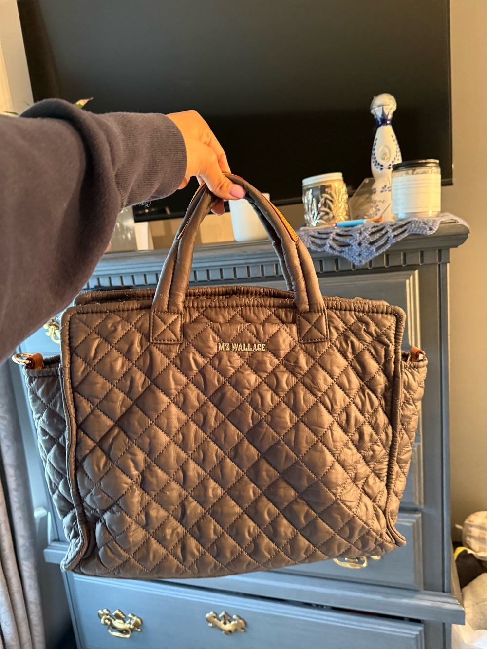 MZ Wallace Quilted Tote in Gray - Picture 8 of 8